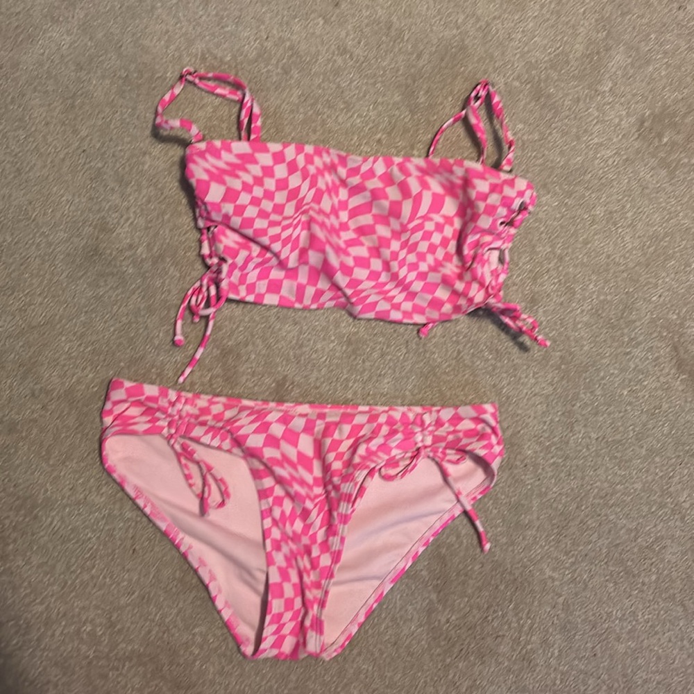 NOBO Pink and White Bikini Set Size Medium